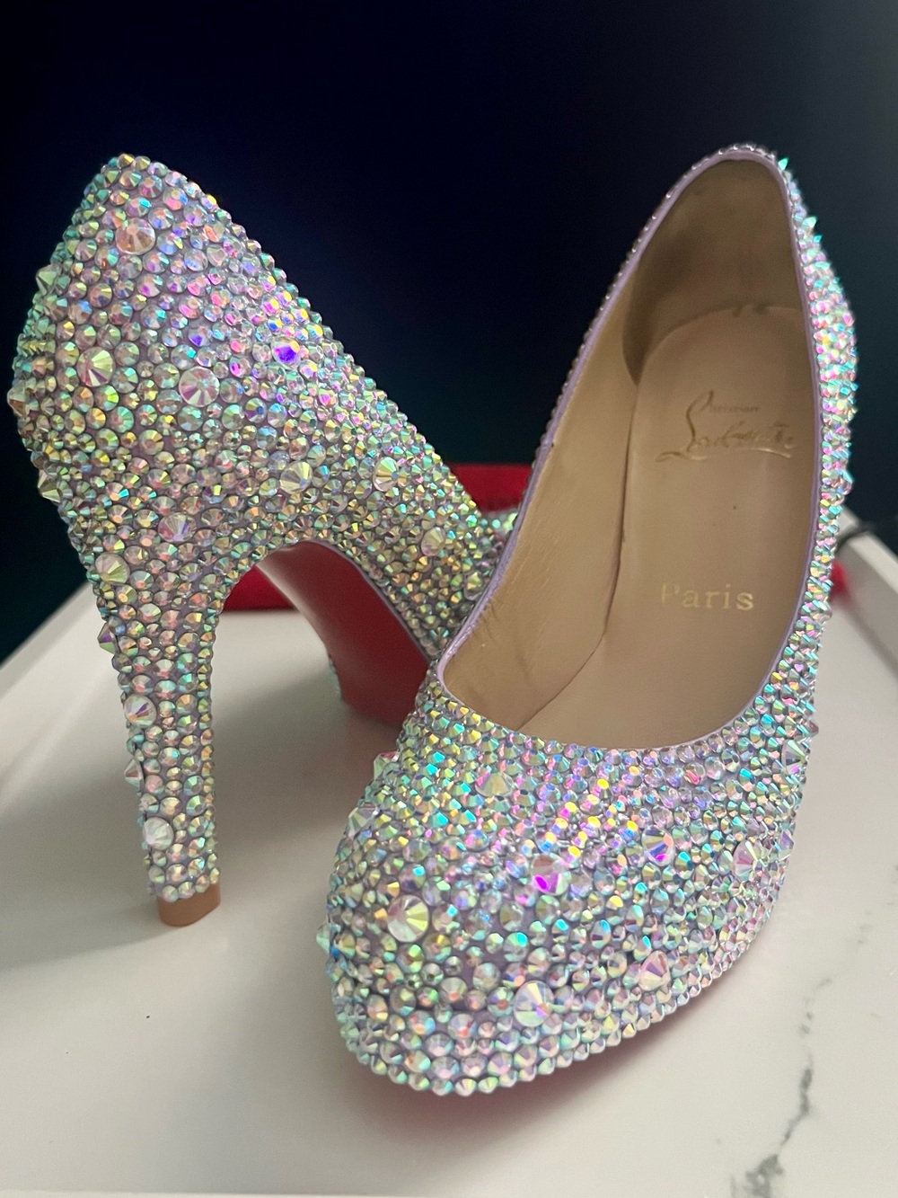 Christian Louboutin Swarovski Crystal Strass Heels Lilac Light Purple Size 36